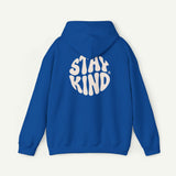 Stay Kind Hoodie — Retro Round Logo Eco-Friendly Comfort Sweatshirt