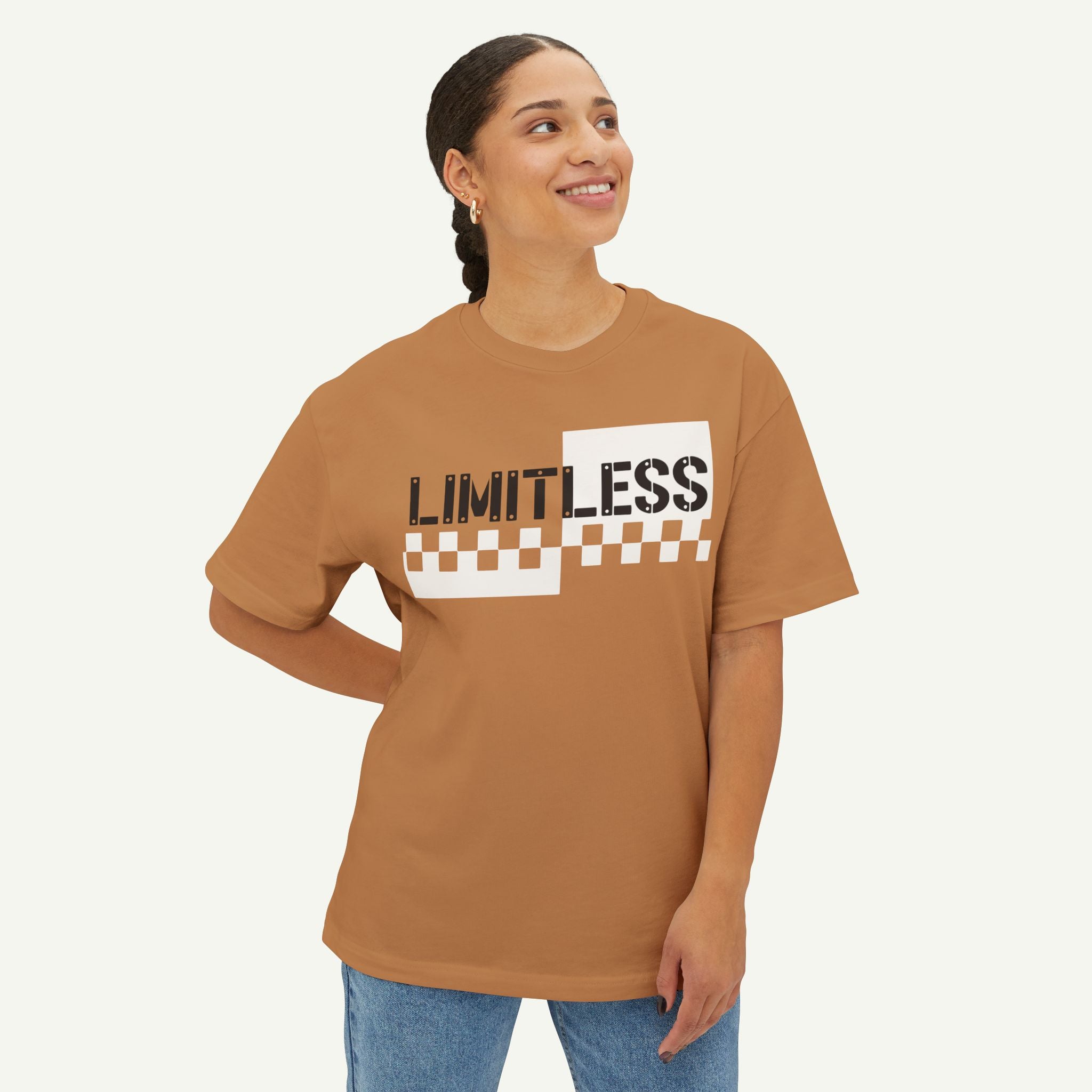 Limitless Checkerboard Tee — Graphic Boxy Oversized T‑Shirt