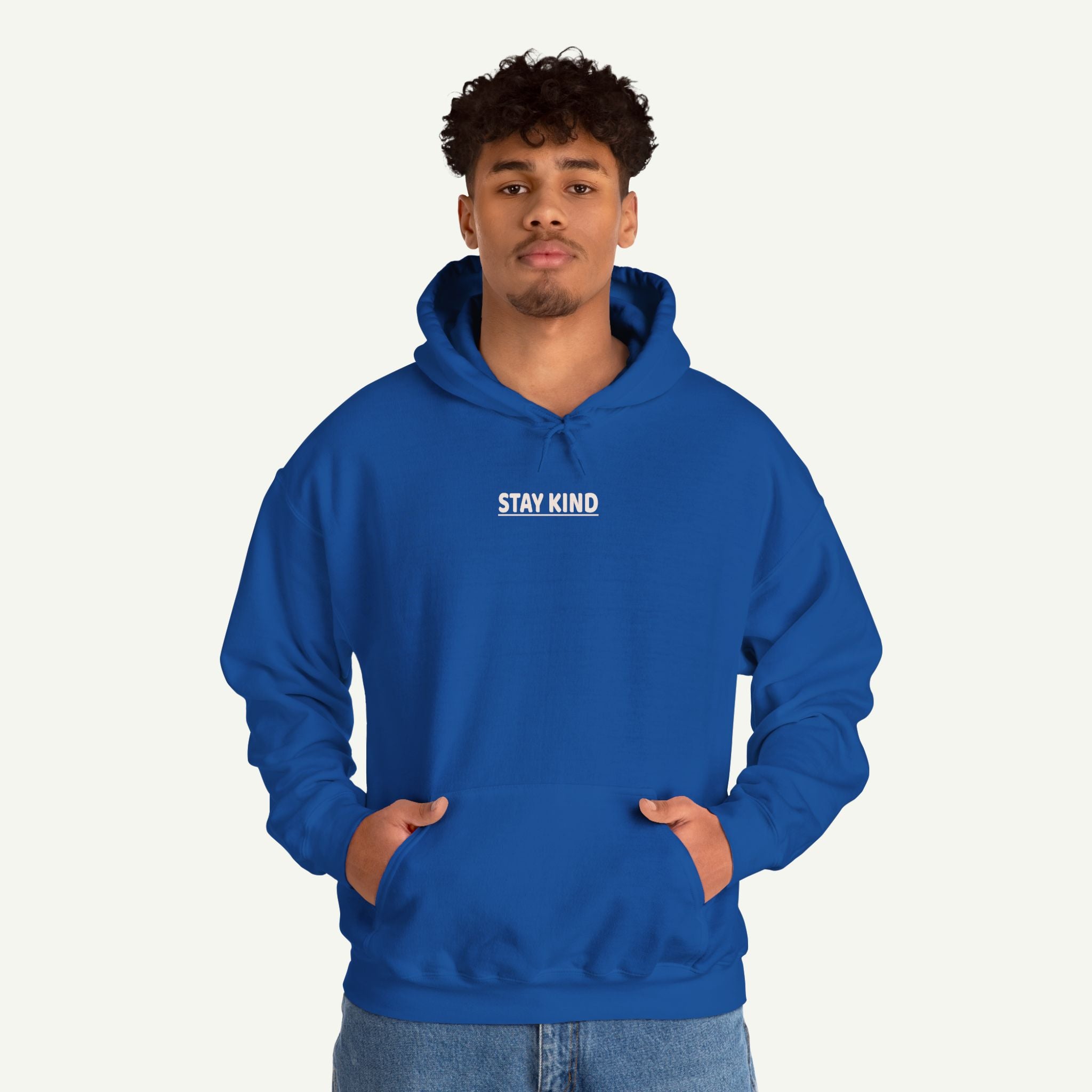 Stay Kind Hoodie — Retro Round Logo Eco-Friendly Comfort Sweatshirt